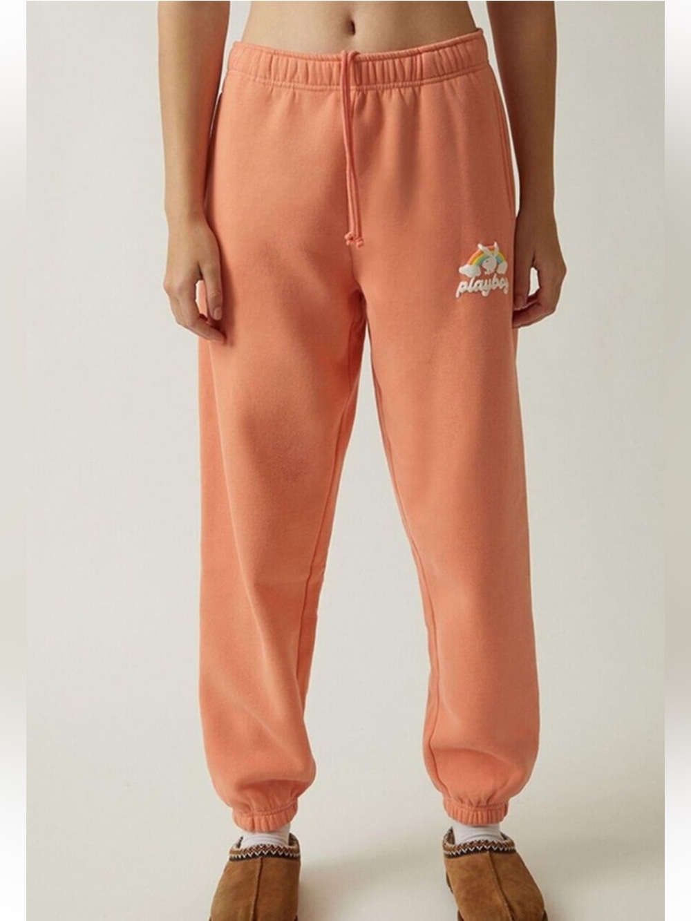PACSUN x PLAYBOY Rainbow Logo Orange Cotton Blend Classic Jogger Sweatpants M